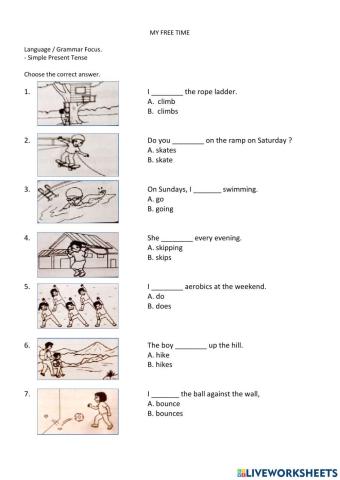 My Free Time Grammar Focus