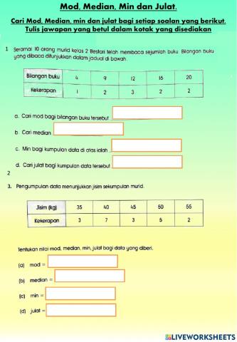 Mod, median, julat dan min 2