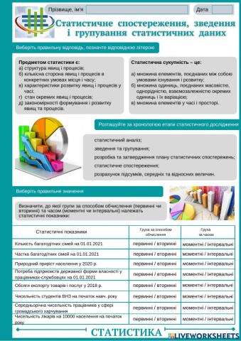 1.1. Основи статистики. Статистичне спостереження. Зведення і зрупування статистичних даних-1