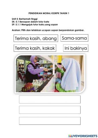 Pendidikan Moral KSSRPK Tahun 1