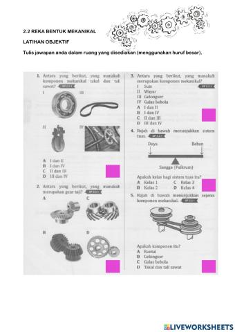2.2 Reka Bentuk Mekanikal (Latihan Objektif)