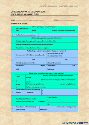 Muamalat islam unit 1