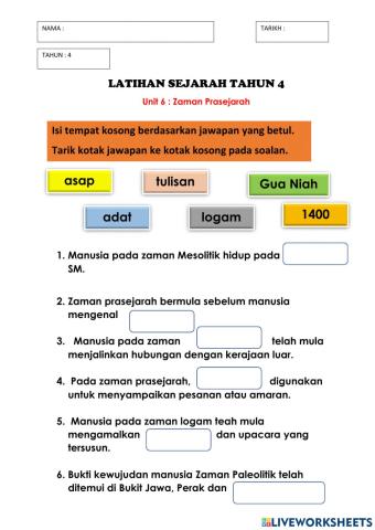 Sejarah tahun 4 : zaman prasejarah