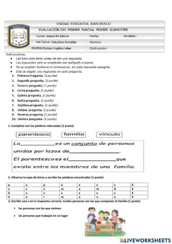 Examen de estudios sociales