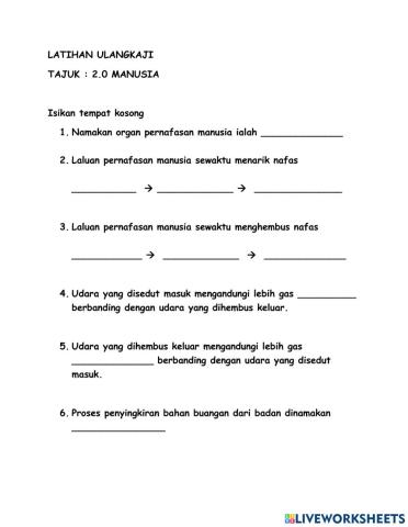 Latihan Ulangkaji 1 (Manusia)