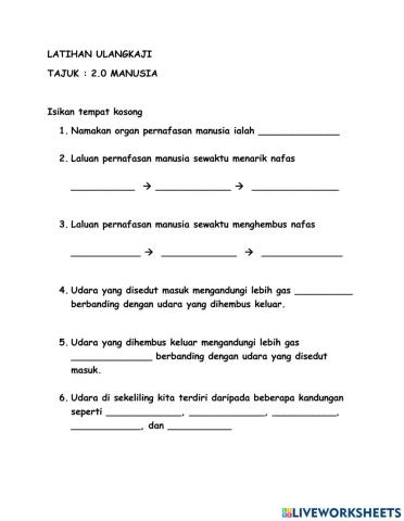 Latihan ulangkaji tajuk manusia