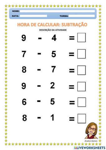 Hora de Calcular: Subtração