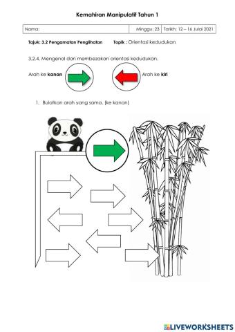 Kemahiran Manipulatif- kenal arah kanan dan kiri