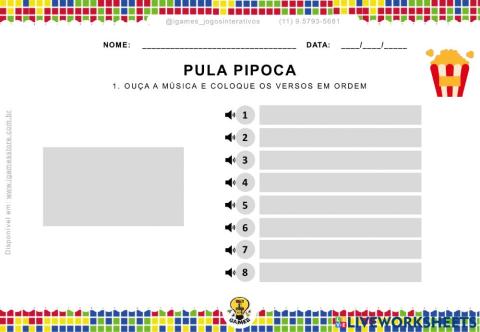 Pula pipoca - Alfabetização