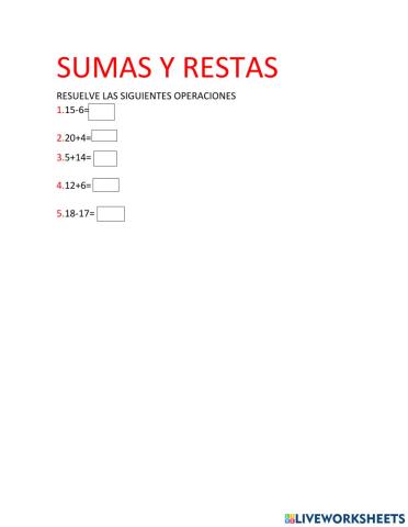 SUMAS Y RESTAS