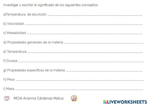 Glosario propiedades de la materia