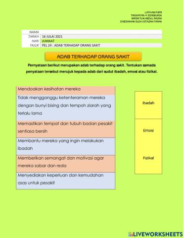 Adab terhadap orang sakit dan orang kurang upaya