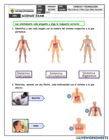 Examen Bimestral de Ciencia y Tecnología