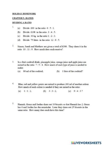 Dividing Ratios