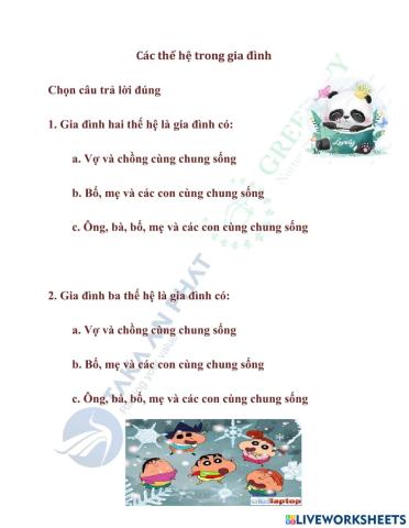 Các thế hệ trong gia đình