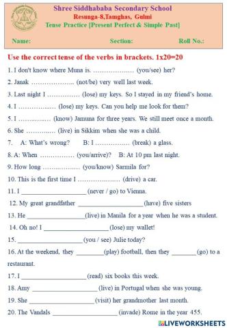 Present Perfect & Simple Past