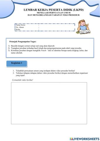 LKPD 3.1 Teks Prosedur Kelas XI Ganjil