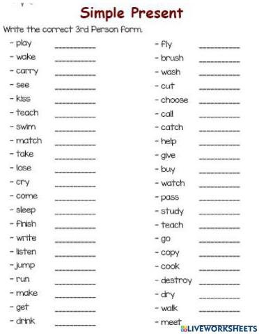 3 person singular verbs