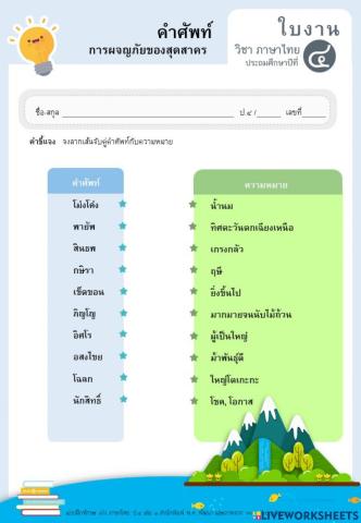 คำศัพท์การผจญภัยของสุดสาคร