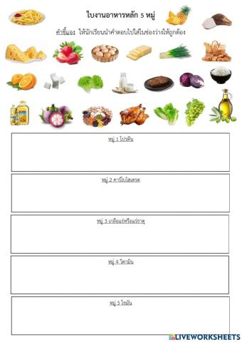 แยกอาหารหลัก 5 หมู่