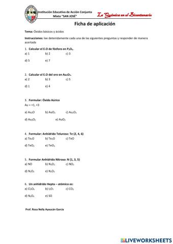 Óxidos básicos y ácidos