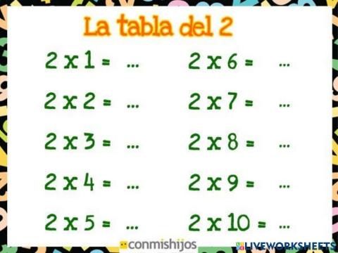 Tabla del 2