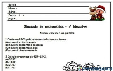 Matematica 2 ano - multipla escolha