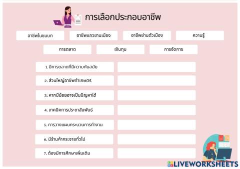 การเลือกประกอบอาชีพ