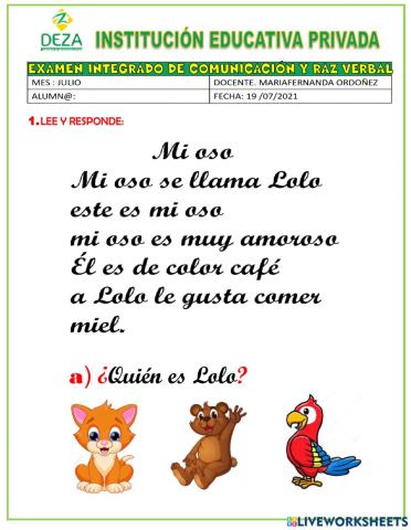 Examen de comunicacion