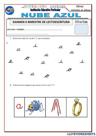 Examen de lectoescritura