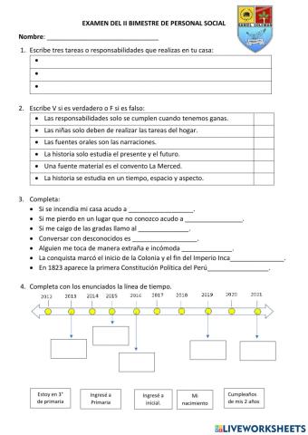 EVALUACIÓN II BIMESTRe DE PERSONAL SOCIAL