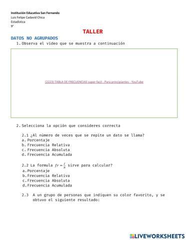 Tablas de frecuencia datos agrupados y no agrupados