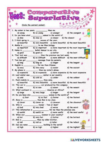 Comparative&Superlative Test