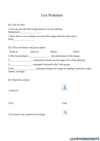 Chapter 3 live worksheet