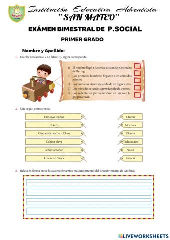 Examen de p.social II Bimestre