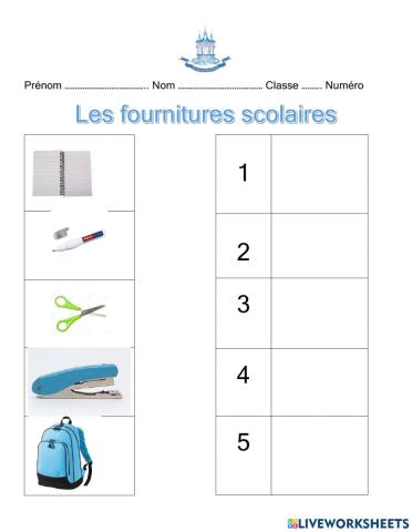 Écoutez et associez les fournitures scolaires