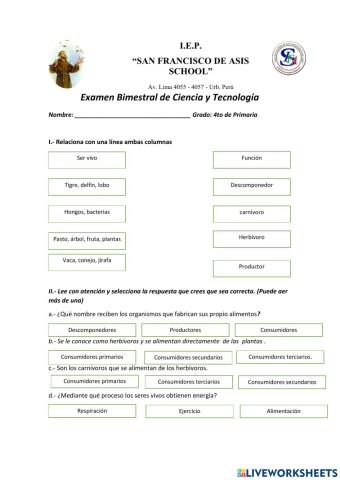 Examen de Ciencia y Tecnología