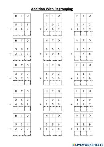 3 digit addition with regrouping