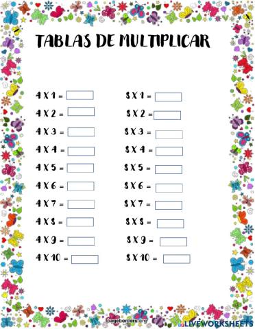 Tablas de multiplicar