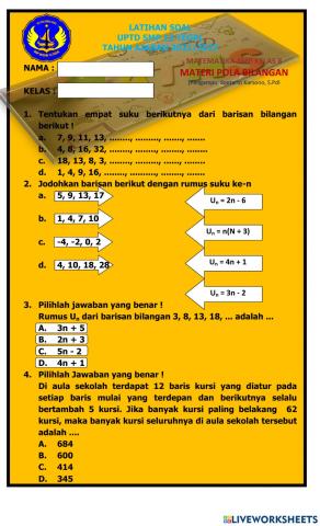 Latihan Soal Pola Bilangan