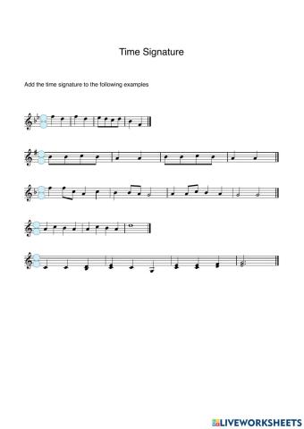 Time Signatures Worksheet