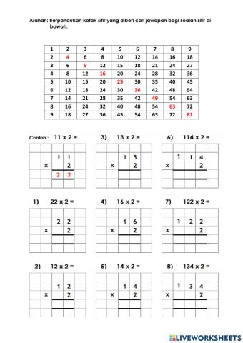 Mendarab dua digit dengan 1 digit