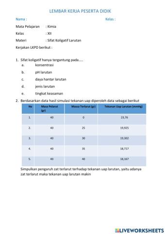 LKPD Sifat Koligatif Larutan