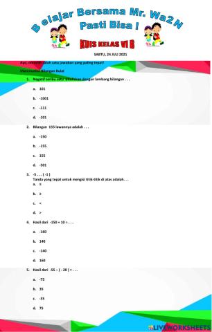 Matematika operasi hitung bilangan bulat