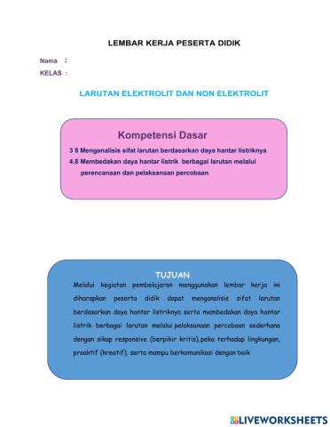 LKPD Larutan Elektrolit dan Non Elektrolit