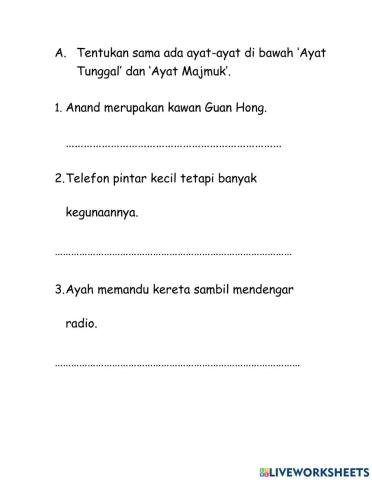 Ayat Tunggal dan Ayat Majmuk