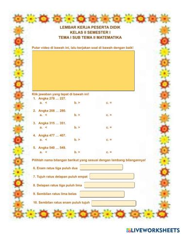 Tugas Matematika Tema 1 Sub Tema 2