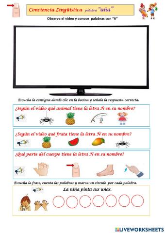 Conciencia Linguistica palabra UÑA