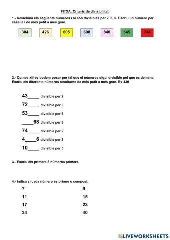 Criteris divisibilitat