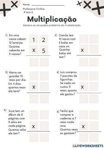 Situações-problema multiplicação